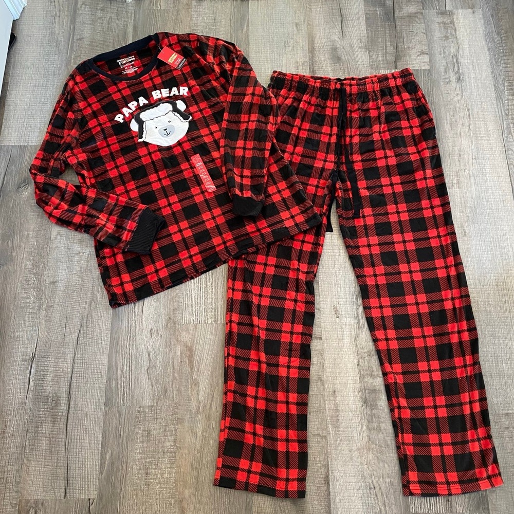 Papa Bear Red Plaid Pajama Set Men's Large
